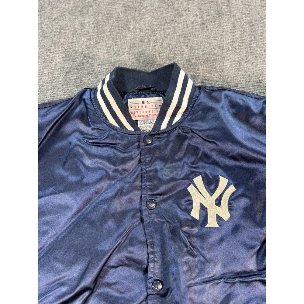Vintage New York Yankees Jacket Youth Large Blue MLB Baseball Genuine Stuff‎ 90s